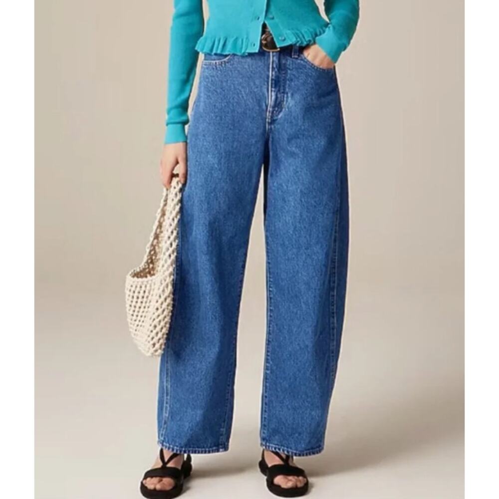 J.Crew Barrel Leg Jeans Size 31 High Rise Cropped 100% Cotton Denim